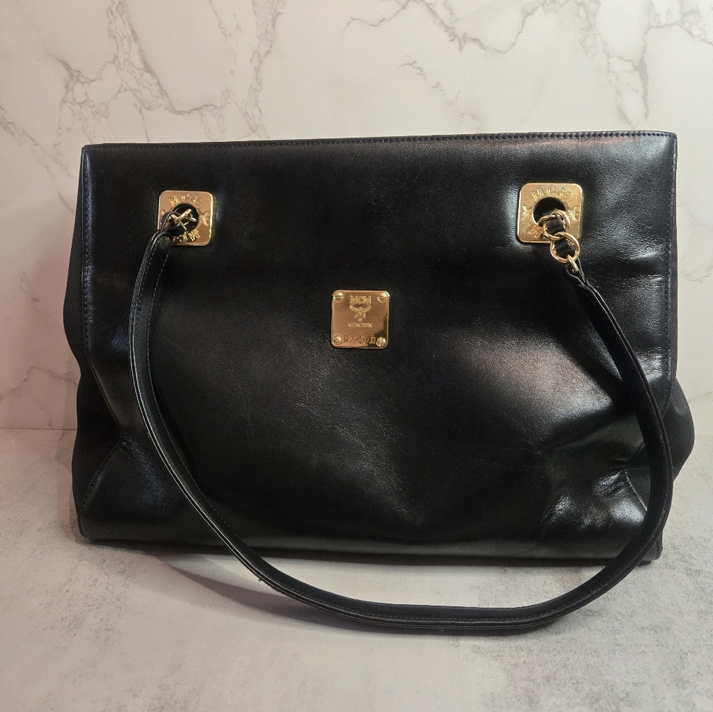 MCM Vintage Leather and Nylon Tote Bag